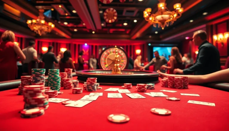 C168 gaming table featuring vibrant poker action with colorful chips and cards, capturing casino excitement.