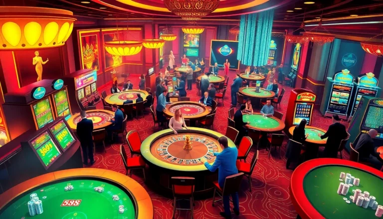 Exciting gambling action at Trang Chủ UU88 featuring vibrant casino games and players.