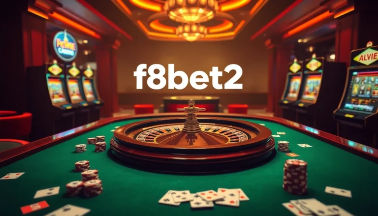 Experience f8beta2’s thrilling casino atmosphere with vibrant tables and spinning roulette wheels.